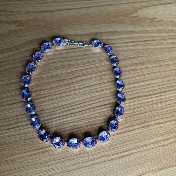 Anna Wintour Style Violet Purple Lavender Crystal Statement Collet Necklace - Picture 8 of 13